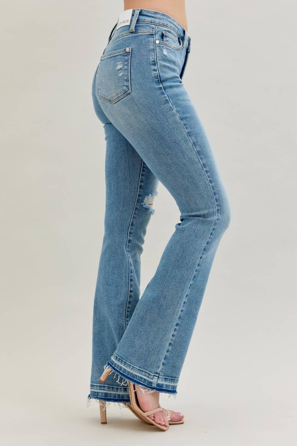 Daria - Mid Rise Destroy & Released Hem Bootcut Jeans - Image 4