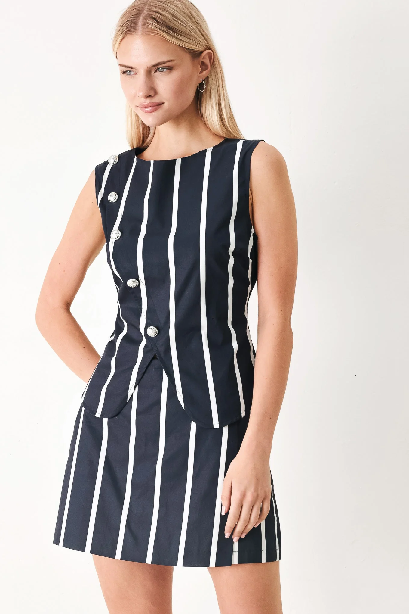 Dark Rhythm Stripe Woven Top - Image 5