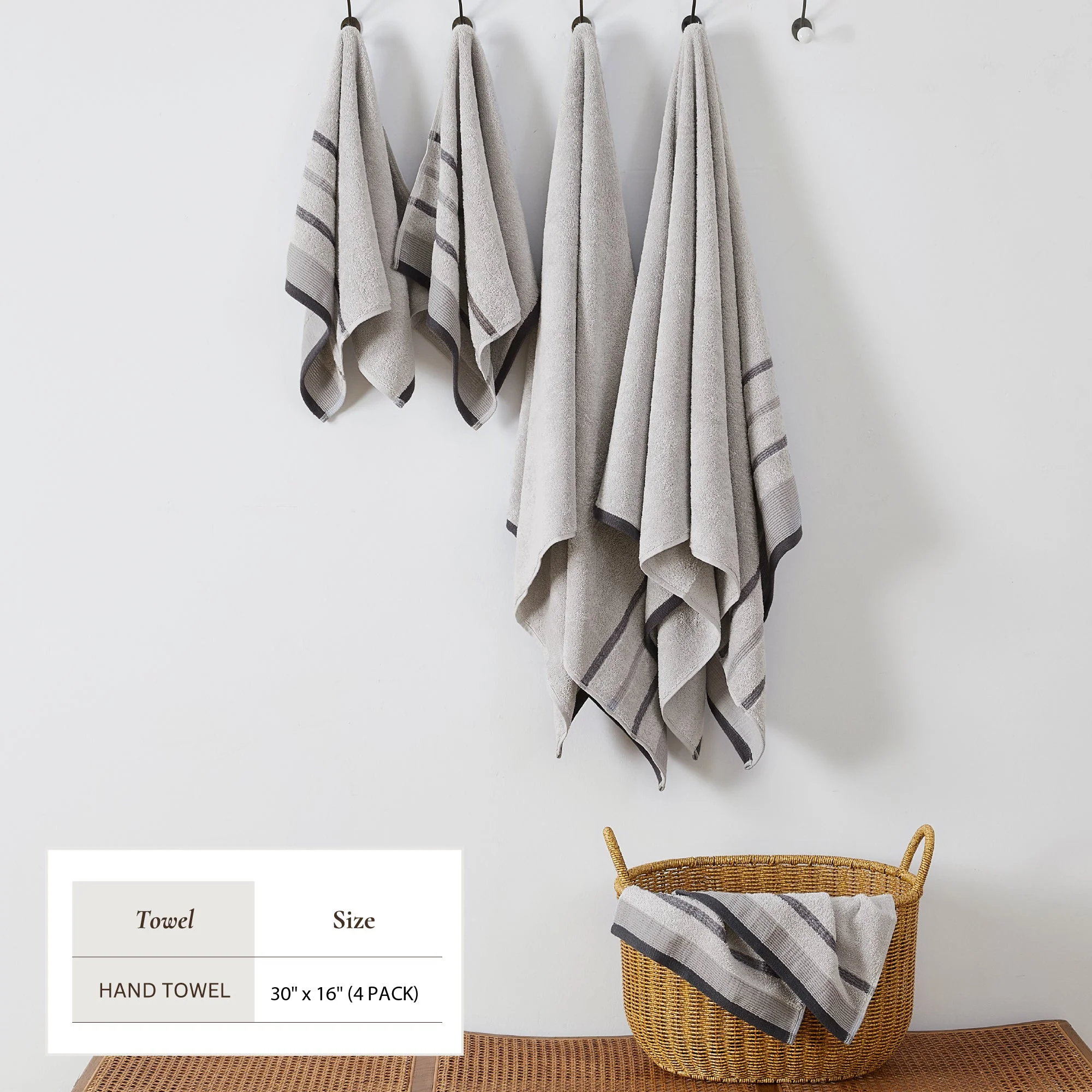 Decorative Cotton Stripe Bath Towel Set - Noelle Collection - Image 179