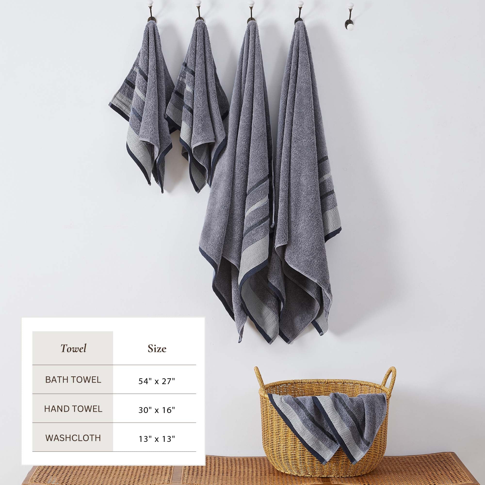 Decorative Cotton Stripe Bath Towel Set - Noelle Collection - Image 193