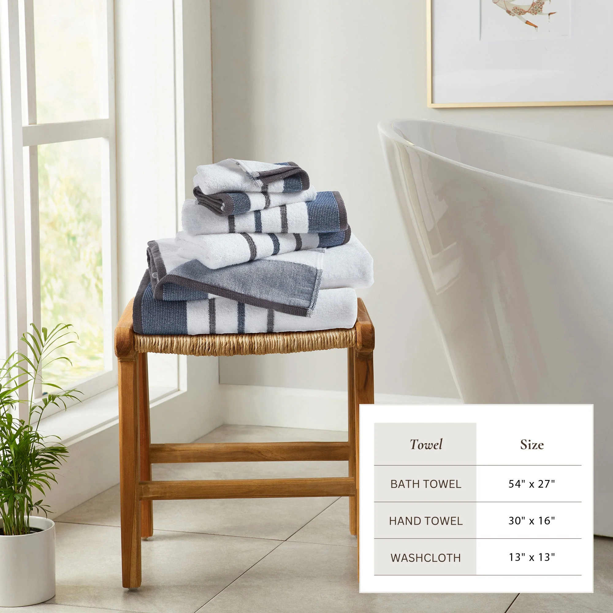 Decorative Cotton Stripe Bath Towel Set - Noelle Collection - Image 53
