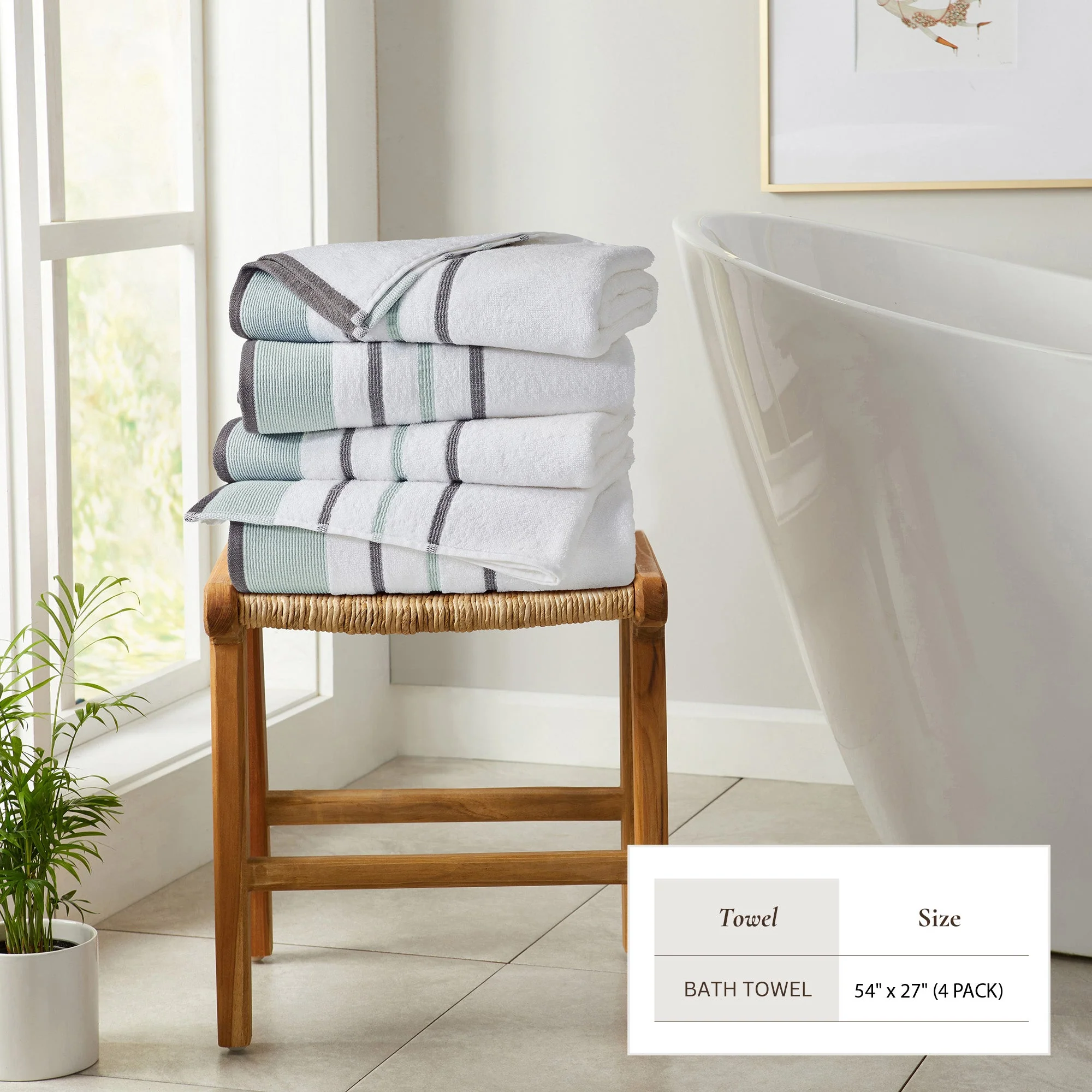 Decorative Cotton Stripe Bath Towel Set - Noelle Collection - Image 72