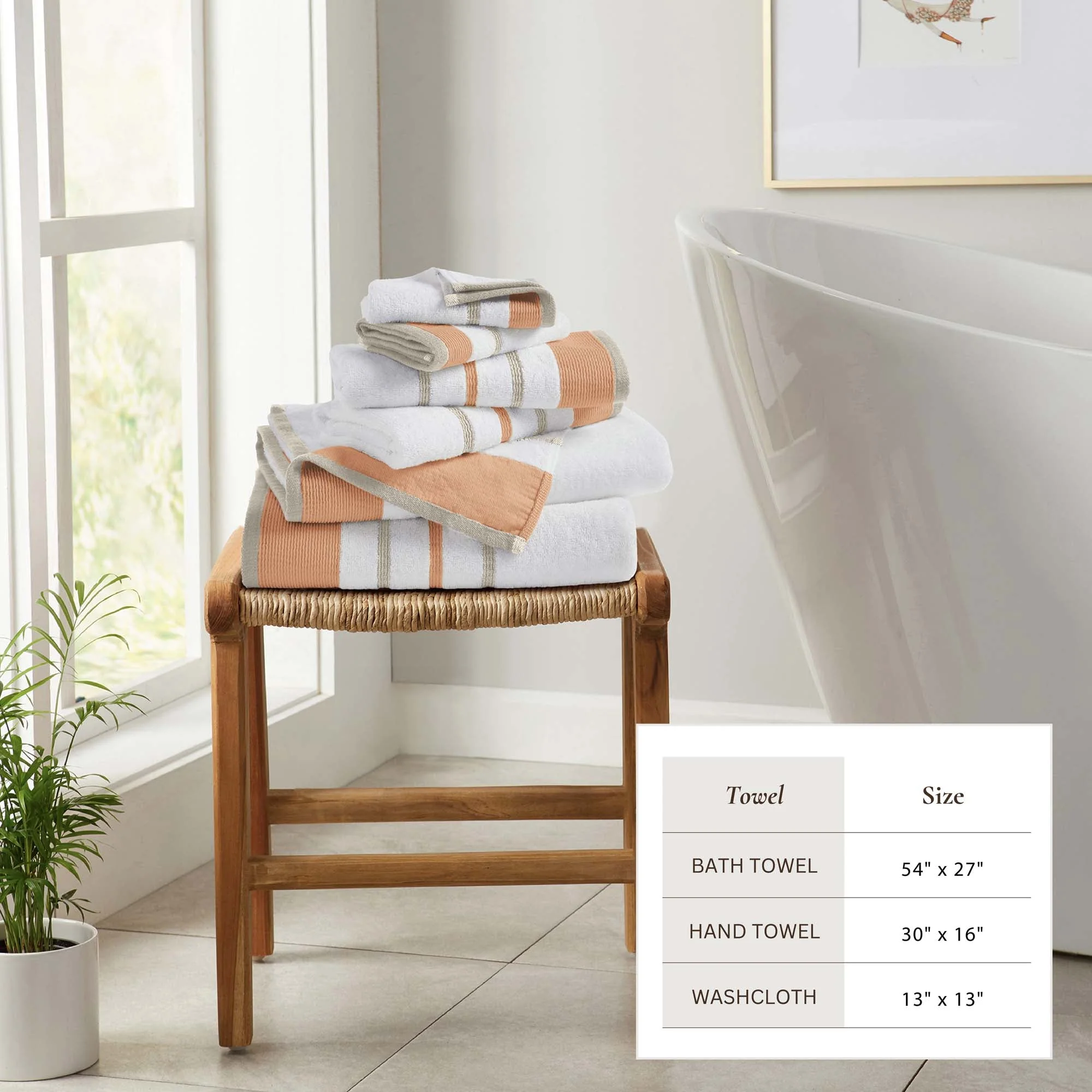 Decorative Cotton Stripe Bath Towel Set - Noelle Collection - Image 89