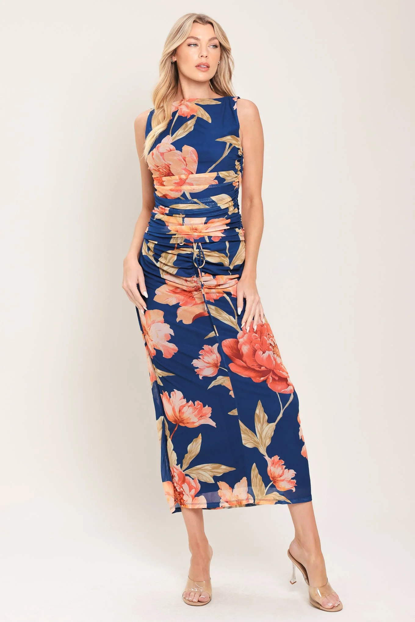 Deep Sea Bloom Power Mesh Midi Skirt - Image 5