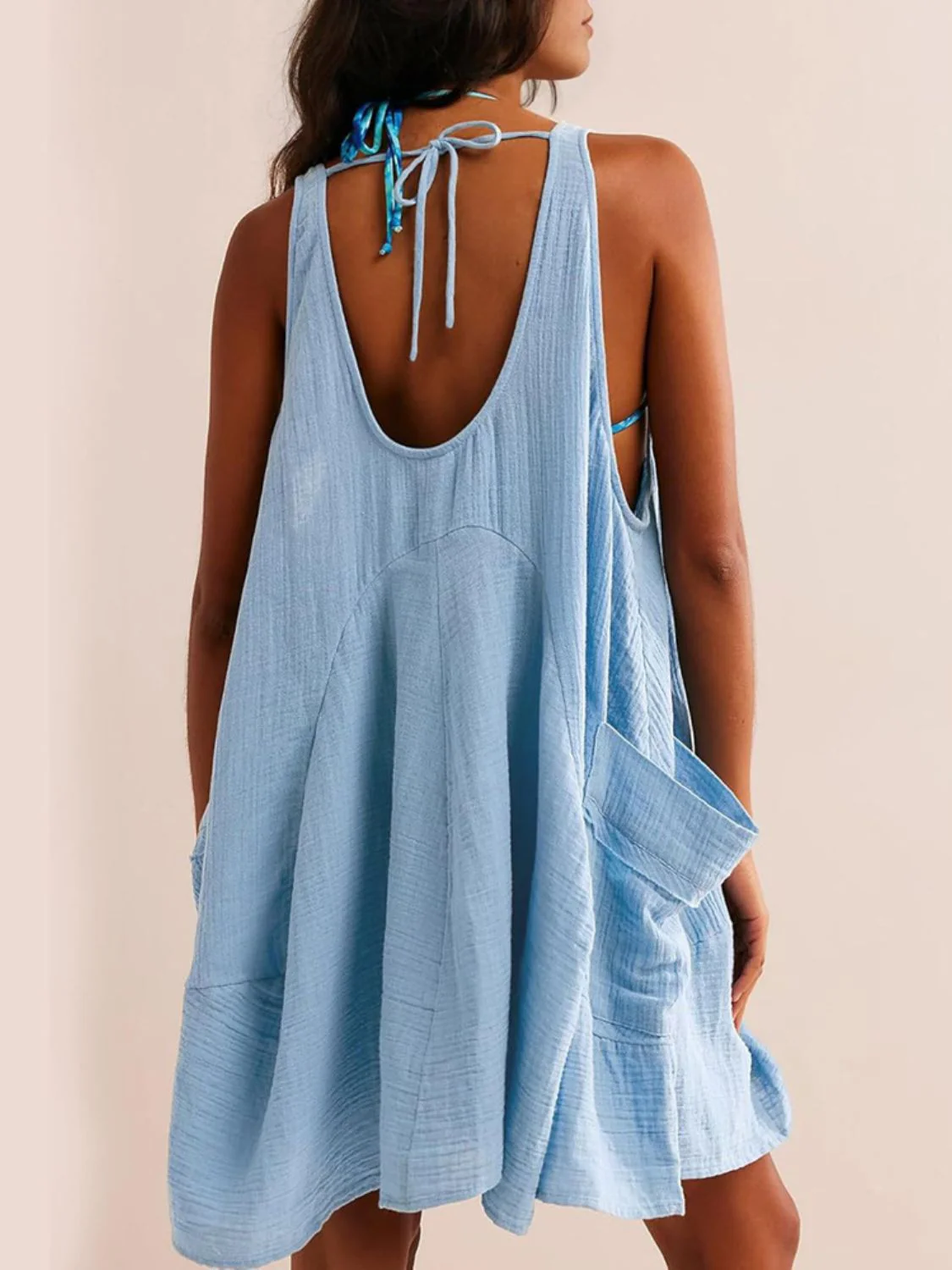 Devine Tied Scoop Neck Wide Strap Mini Dress - Image 16