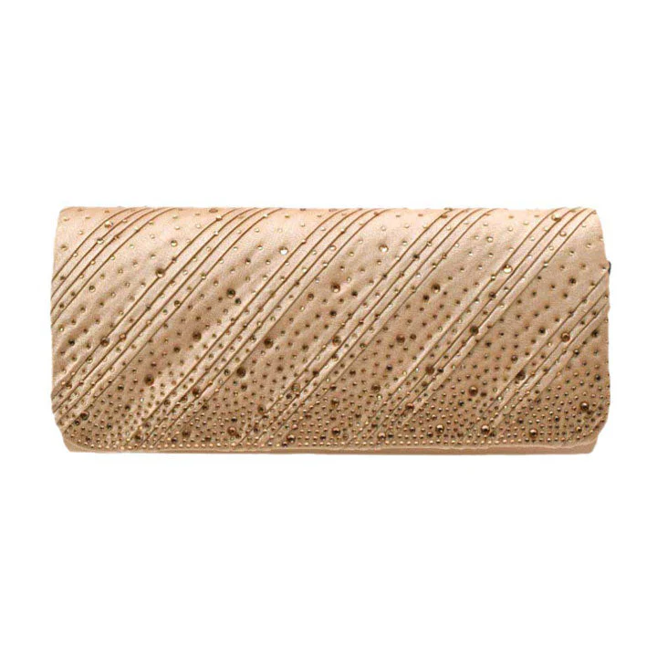 Diagonal Line Detailed Bling Evening Clutch Crossbody Bag - Image 3
