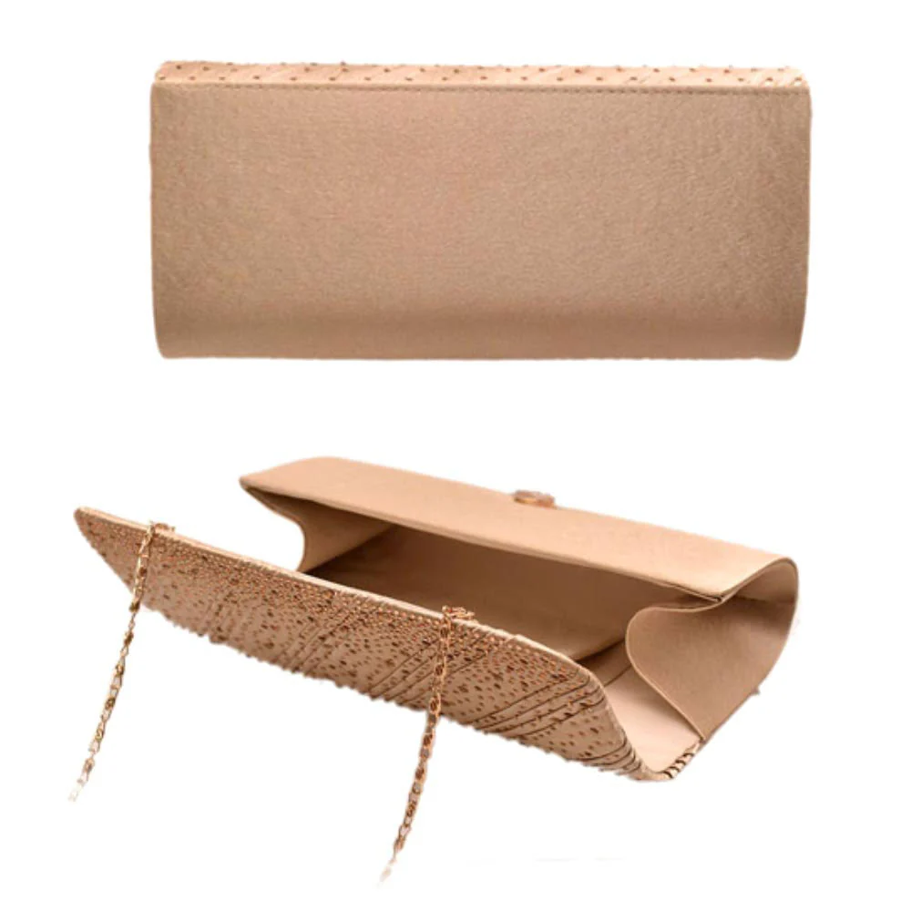 Diagonal Line Detailed Bling Evening Clutch Crossbody Bag - Image 4