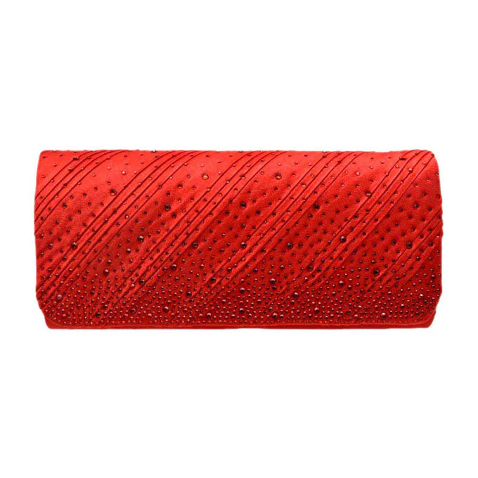 Diagonal Line Detailed Bling Evening Clutch Crossbody Bag - Image 7