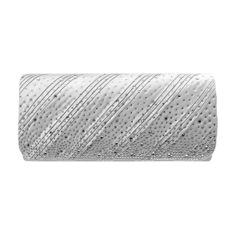 Diagonal Line Detailed Bling Evening Clutch Crossbody Bag - Image 9