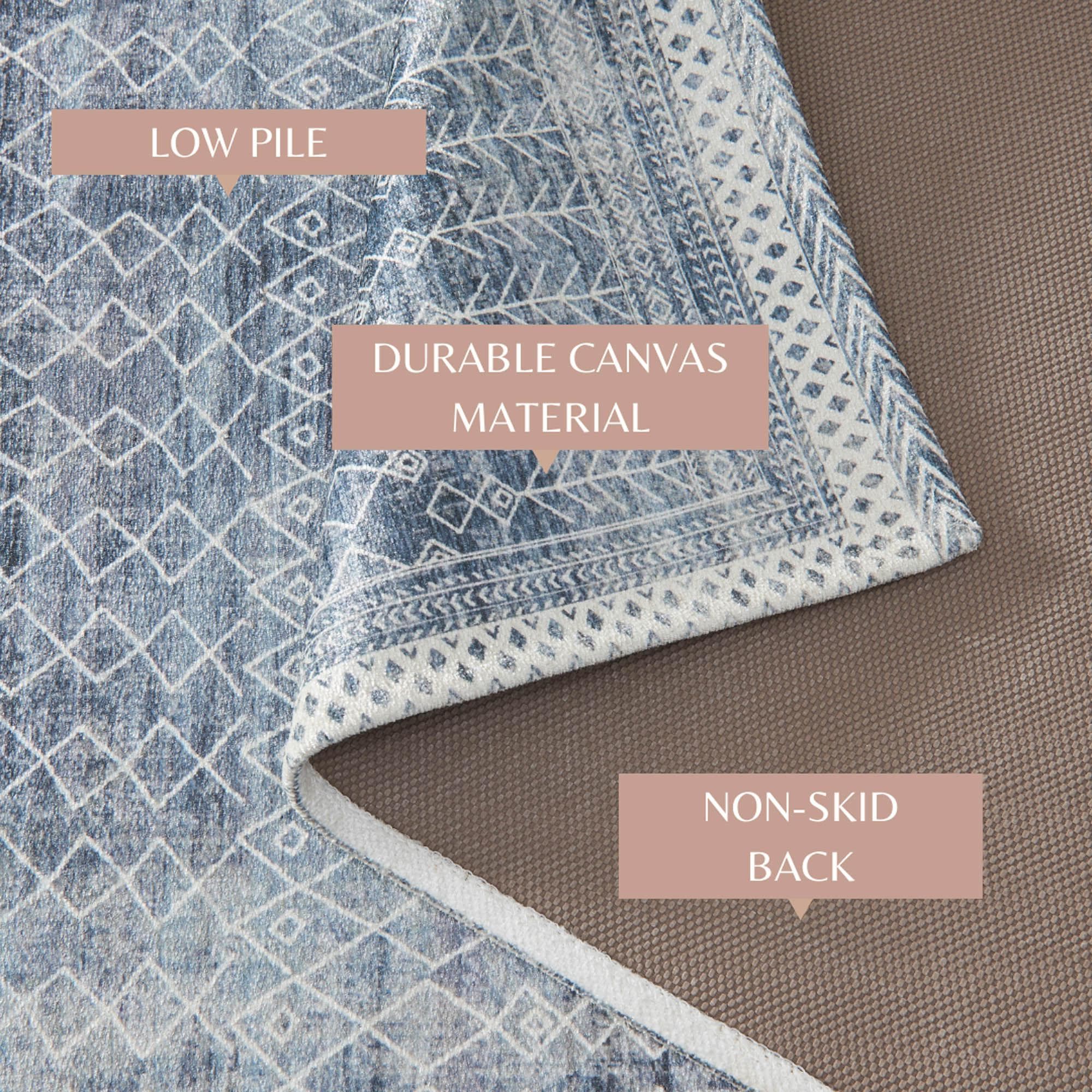 Distressed Moroccan Machine Washable Accent Area Rug & Runner 2 Pack - Neve Collection - Image 4