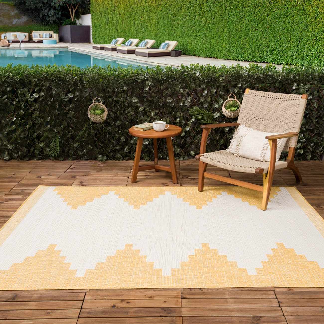 Djugun Yellow Outdoor Rug - Clearance - Image 3