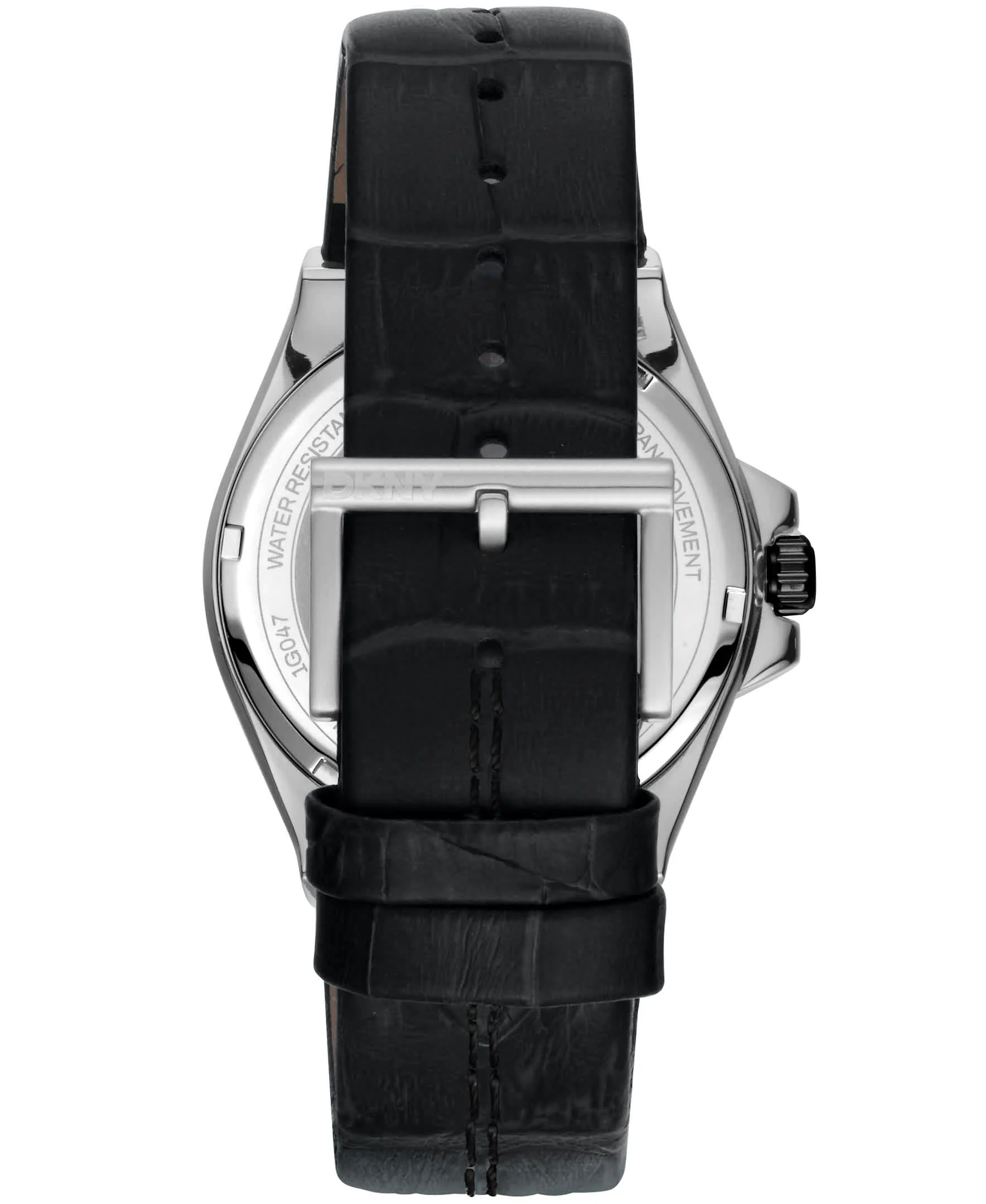 Dkny Men Watch, Two Tone Silver & Black Color Case, Dark Green Dial, Black Leather Strap, 3 Hands Date, 10 Atm - Image 3