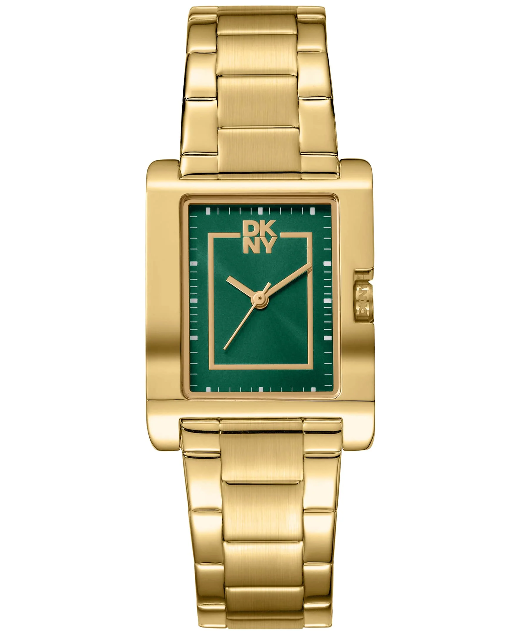 Dkny Women Watch, Gold Color Case, Dark Green Dial, Gold Color Metal Bracelet, 3 Hands, 3 Atm