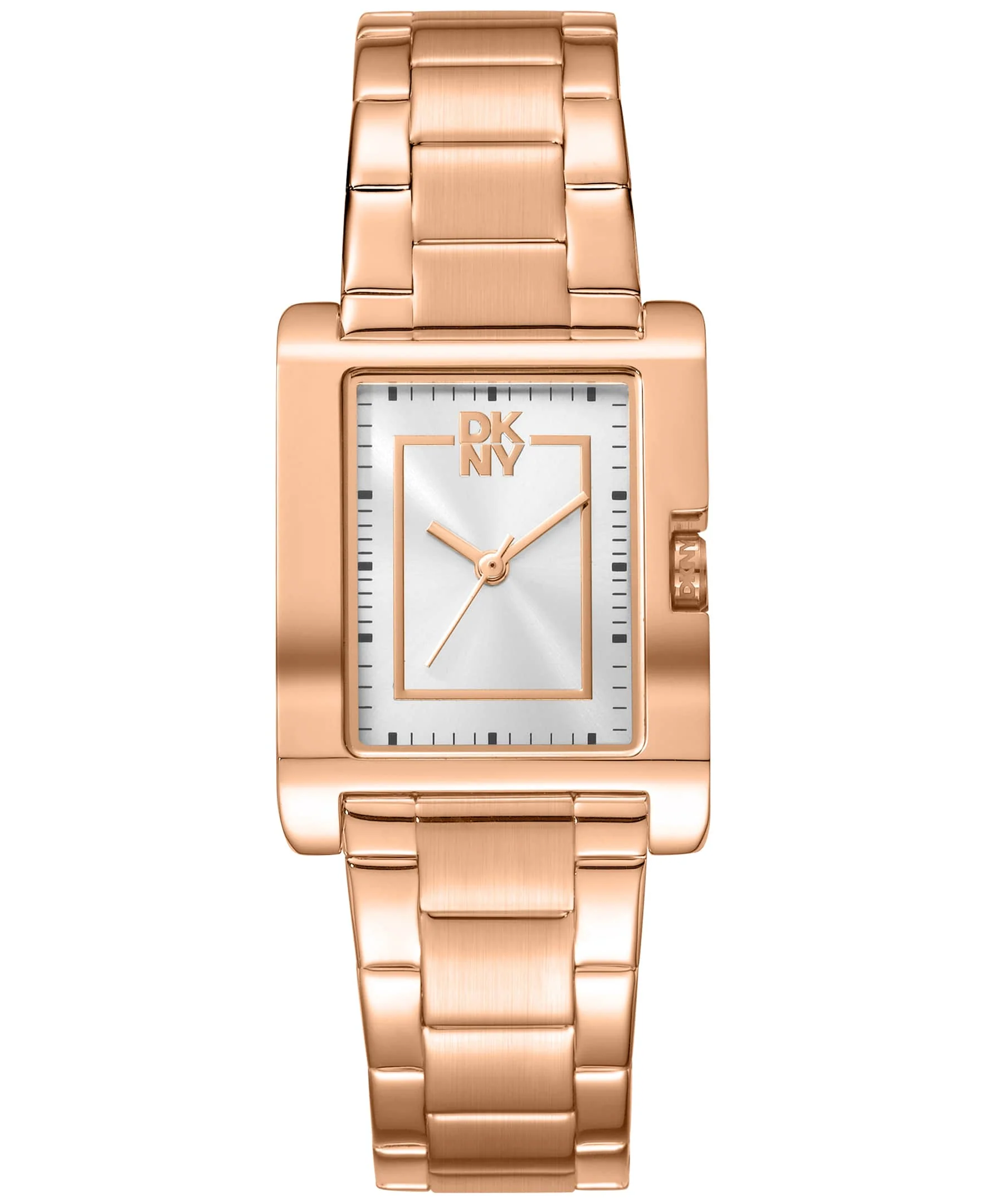 Dkny Women Watch, Rose Gold Color Case, Silver Dial, Rose Gold Color Metal Bracelet, 3 Hands, 3 Atm