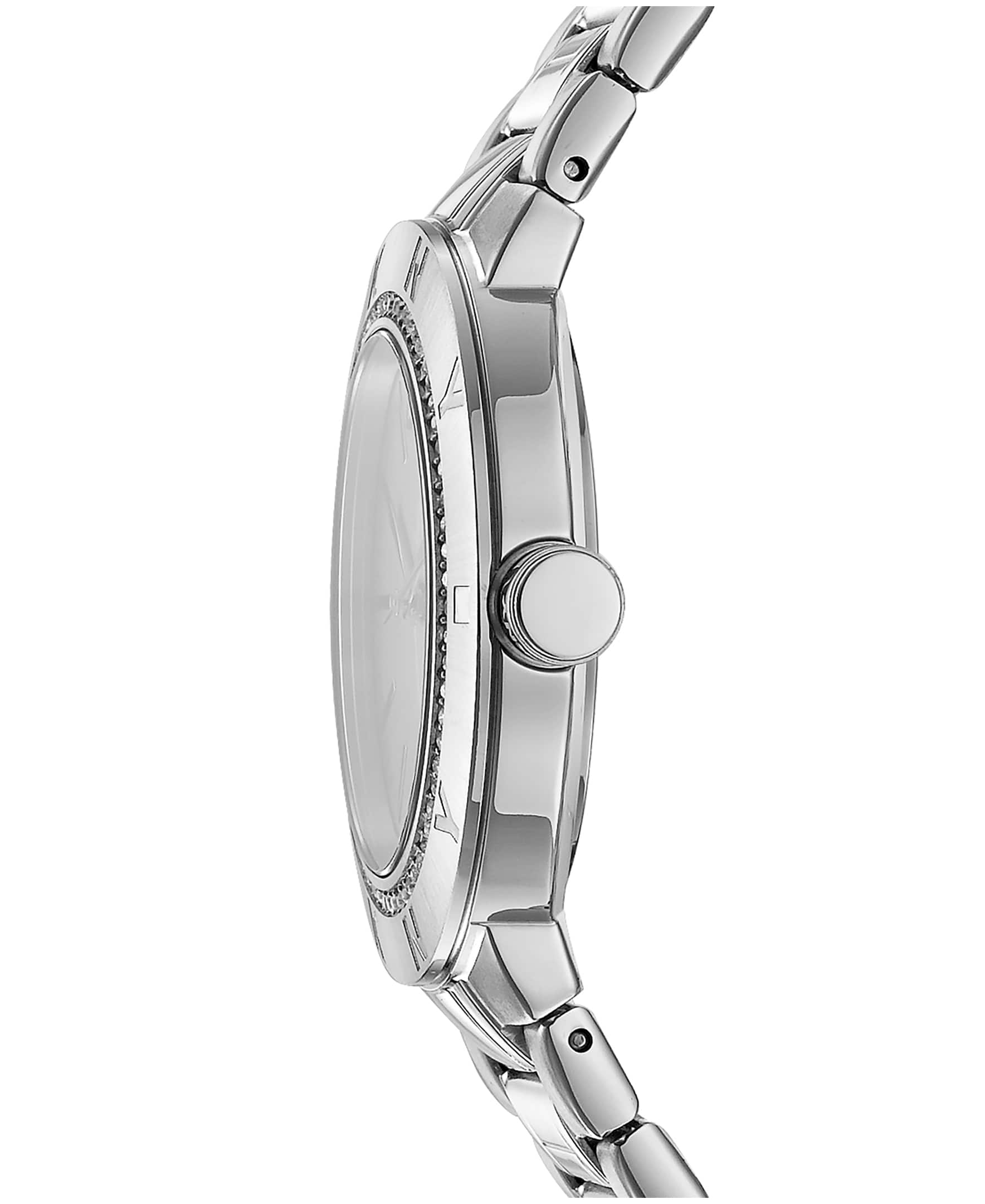 Dkny Women Watch, Silver Color Case, White MOP Dial, Stainless Steel Metal Bracelet, 3 Hands, 5 Atm - Image 2