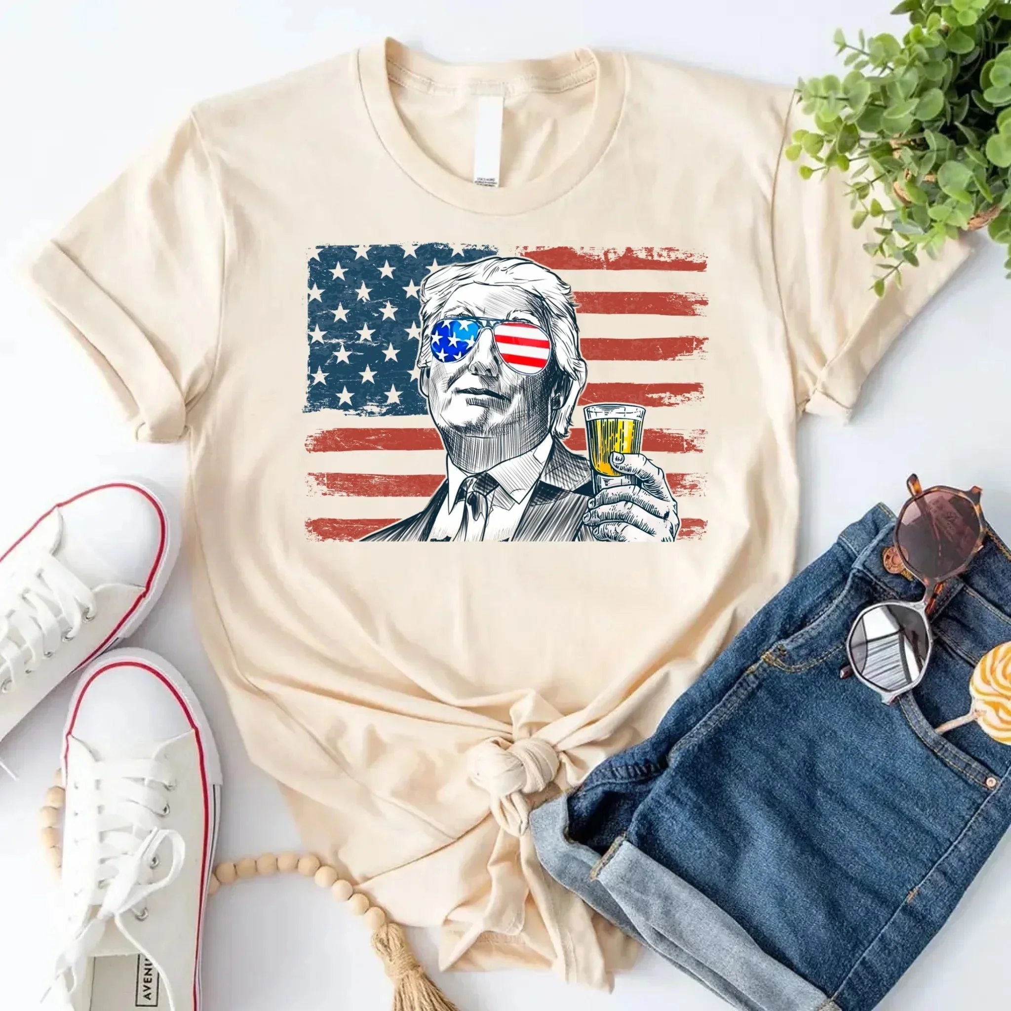 Donald Trump Drinking Party T Shirt Crew Neck Unisex - Image 10