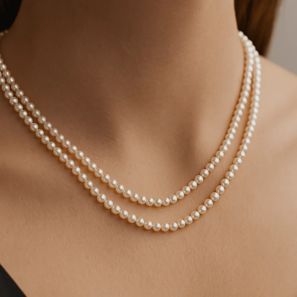 Double Strand Pearl Necklace - Image 2
