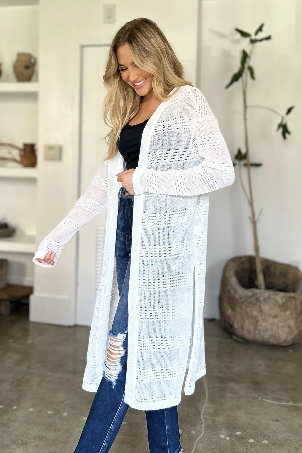 Double Take Full Size Open Front Longline Cardigan - Image 23
