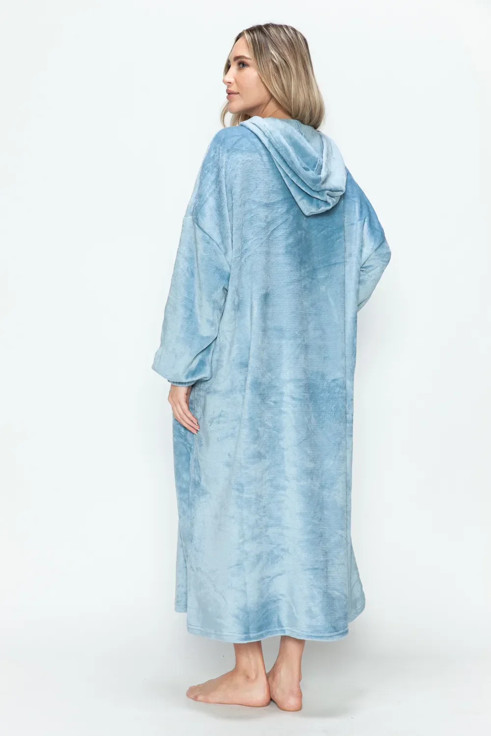 Double Take Full Size Pocketed Hooded Midi Lounge Dress - Image 17