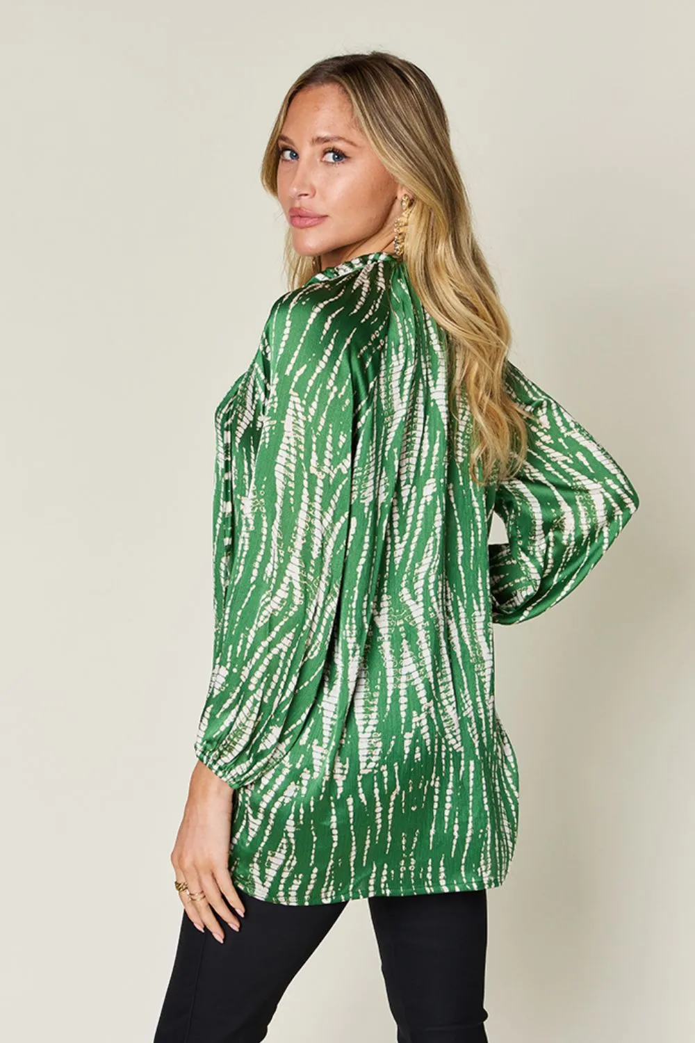 Double Take Full Size Printed Button Up Long Sleeve Shirt - Image 24