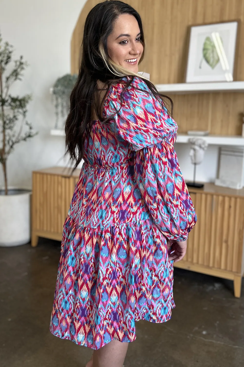 Double Take Full Size Printed Long Sleeve Dress - Image 8