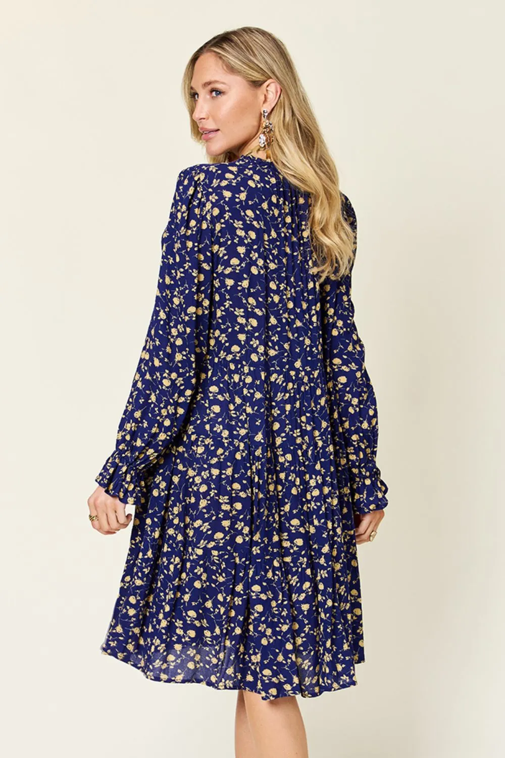 Double Take Full Size Printed Ruffle Hem Long Sleeve Tiered Dress - Image 2