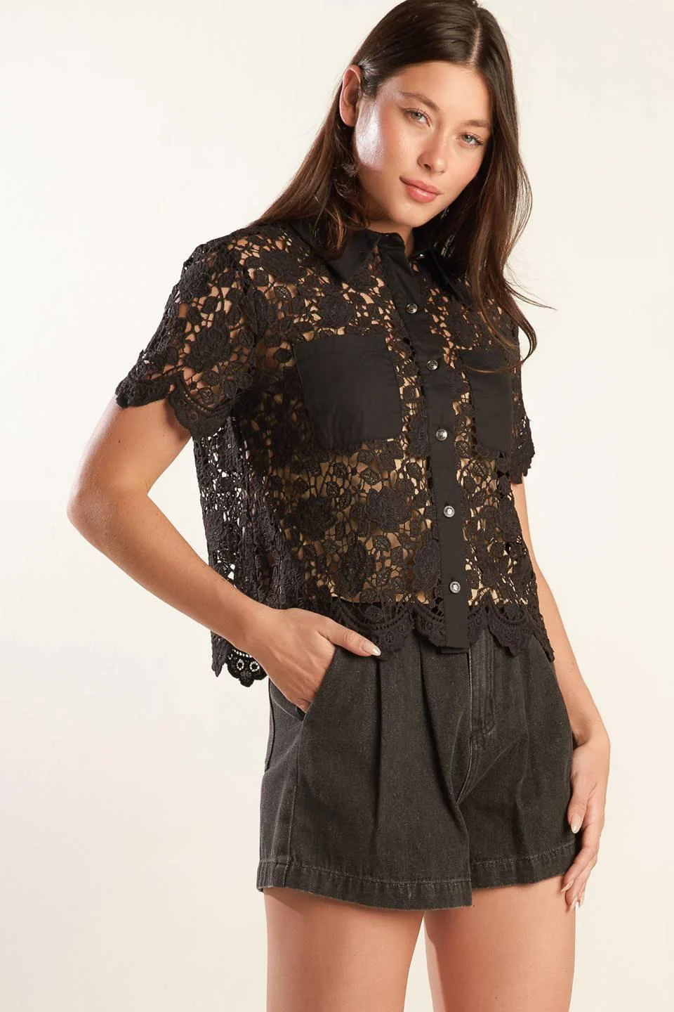 Dream of the Fleet Woven Lace Top - Image 3