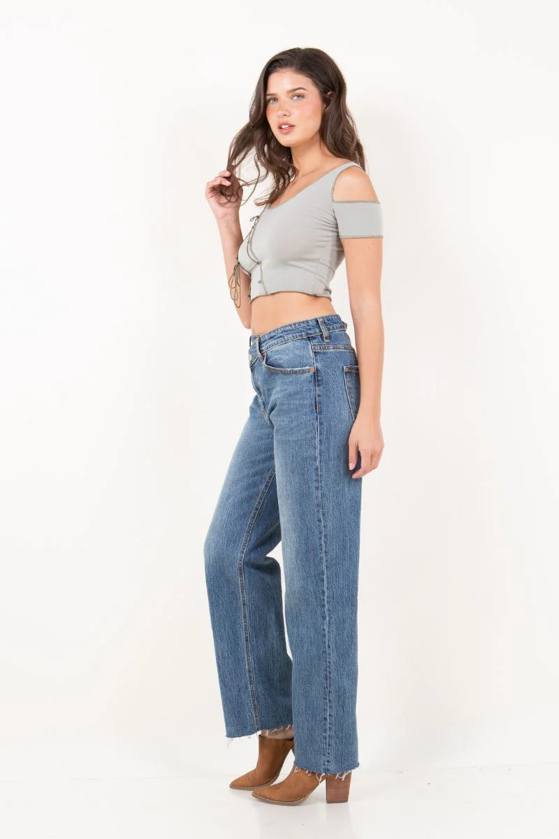 Dual Accent High Rise Straight Leg Jeans - Image 4