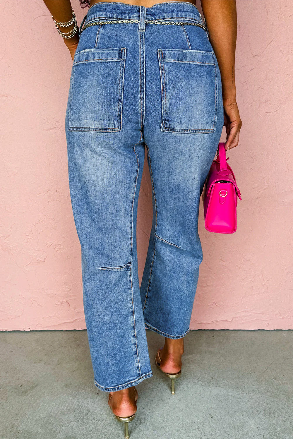Dusk Blue High Waist Straight Leg Ankle Cropped Jeans - Image 2