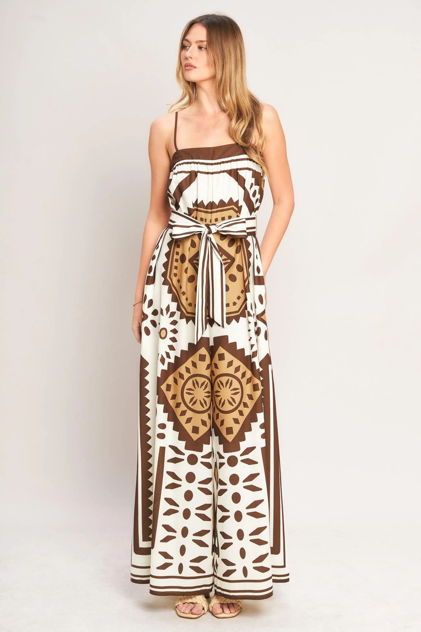 Earthy Elegance Boho Woven Jumpsuit - Image 4