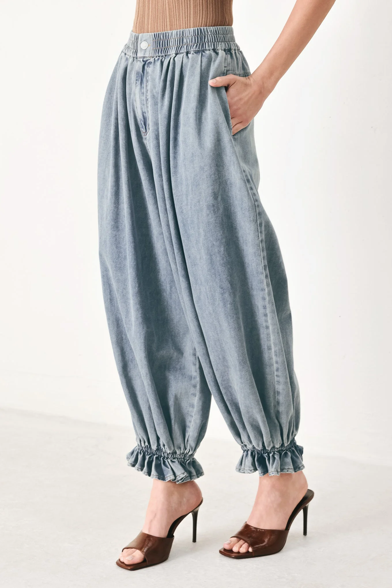 Easy Volume Denim Genie Pants - Image 6