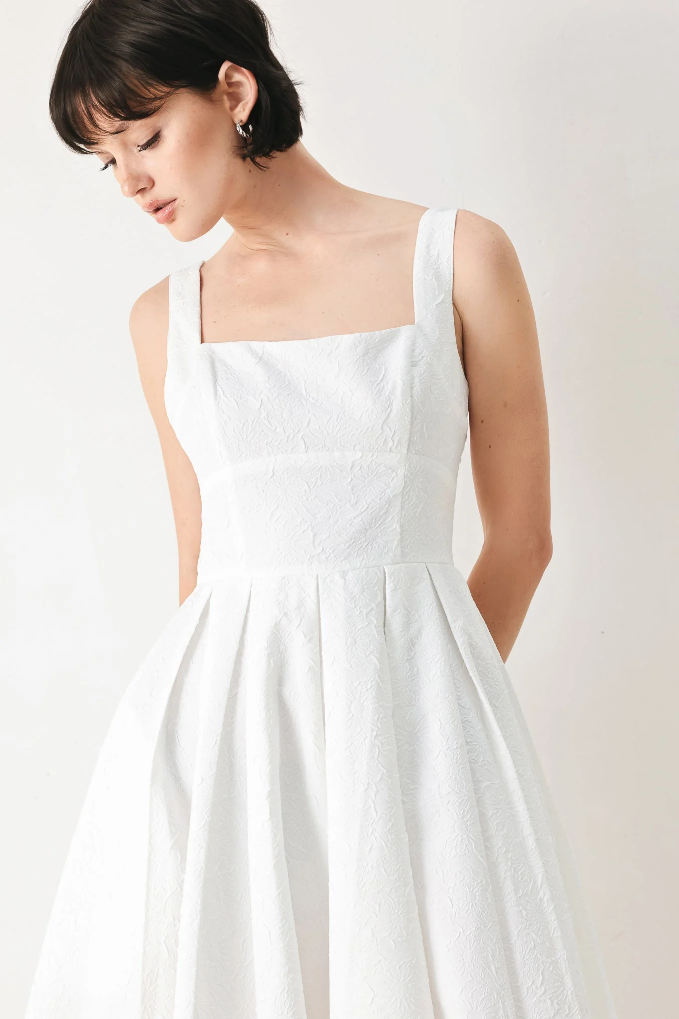 Echo in White Woven Midi Dress - Image 2