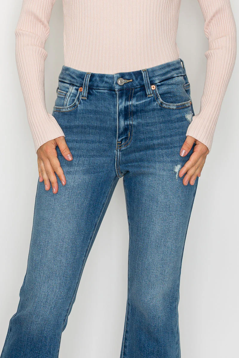Eco Friendly Corset High Rise Crop Flare Jeans (Medium Wash) - Image 10