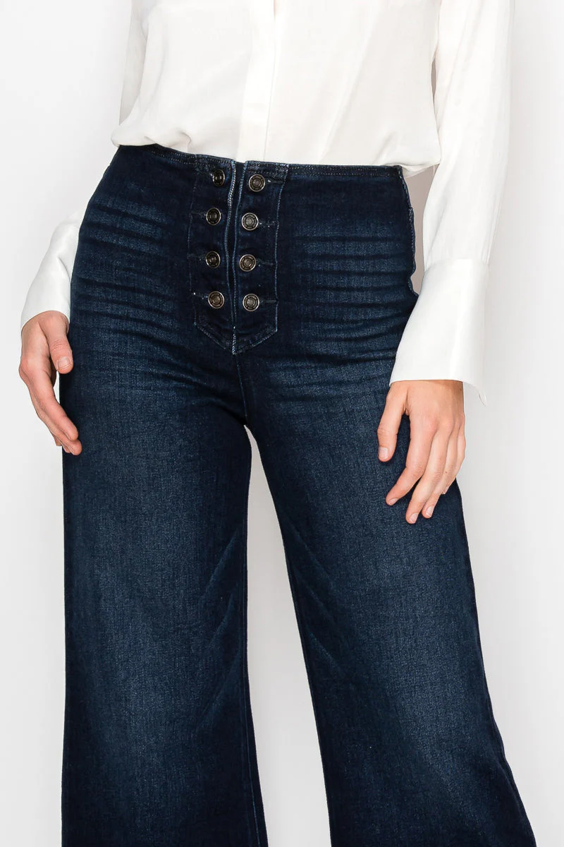 Eco Friendly Ultra High Rise Slim Palazzo Sailor Jeans - Image 2