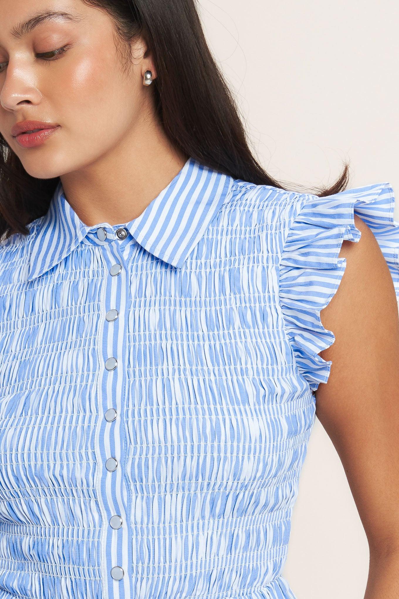 Effortlessly Sweet Striped Woven Top - Image 5