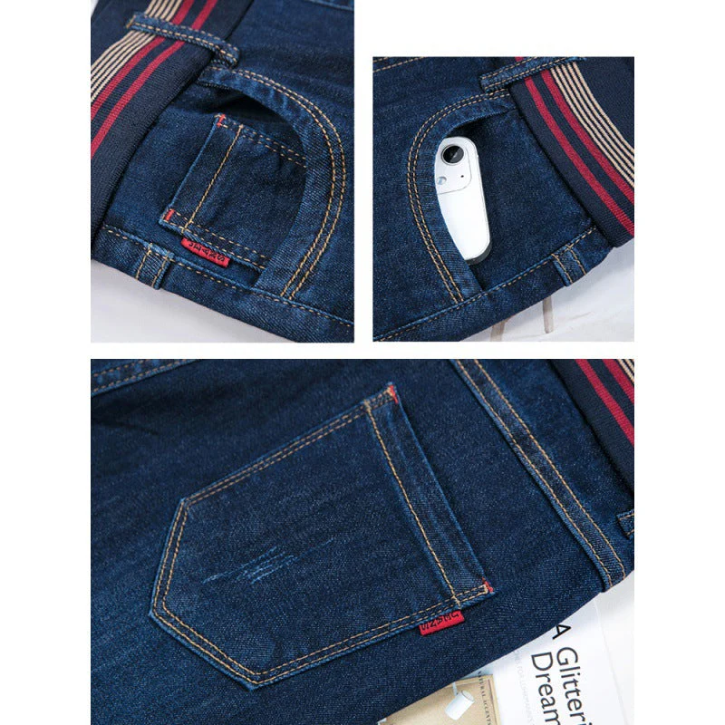Elastic Waist Autumn And Winter Plus Velvet Padded Jeans - Image 3