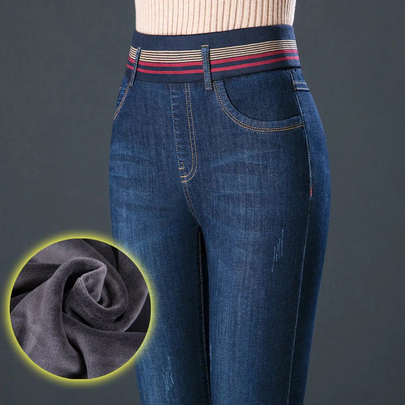 Elastic Waist Autumn And Winter Plus Velvet Padded Jeans - Image 7