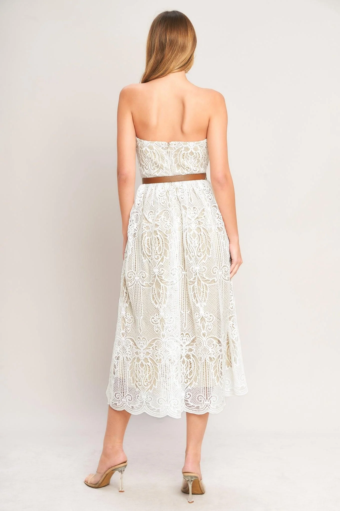 Elegant Garden Woven Lace Midi Dress - Image 2