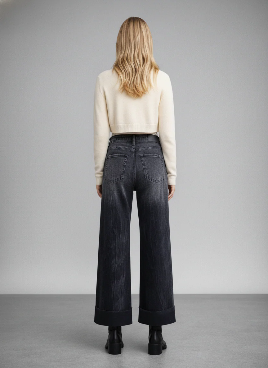 Elodie Tummy Control Inseam Transform High Rise A-line Wide Jeans - Image 13
