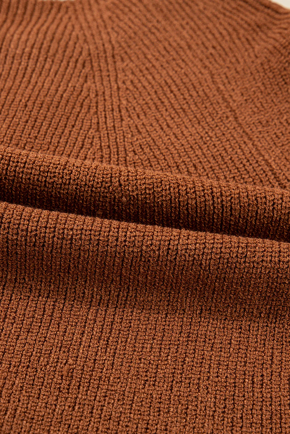Ember Contrast Color V Neckline Knit Cardigan - Image 9