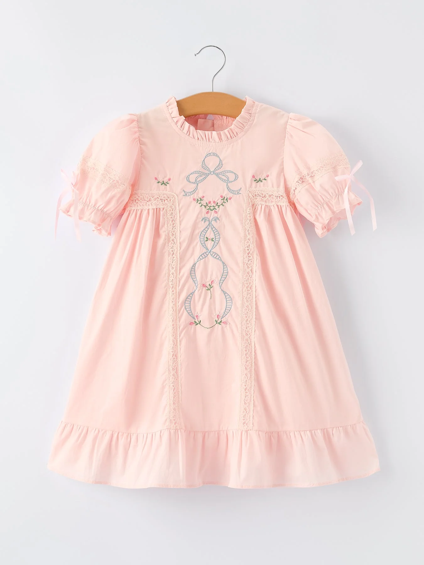 Embroidered Lace Girls' Short-sleeved Dress - Image 2
