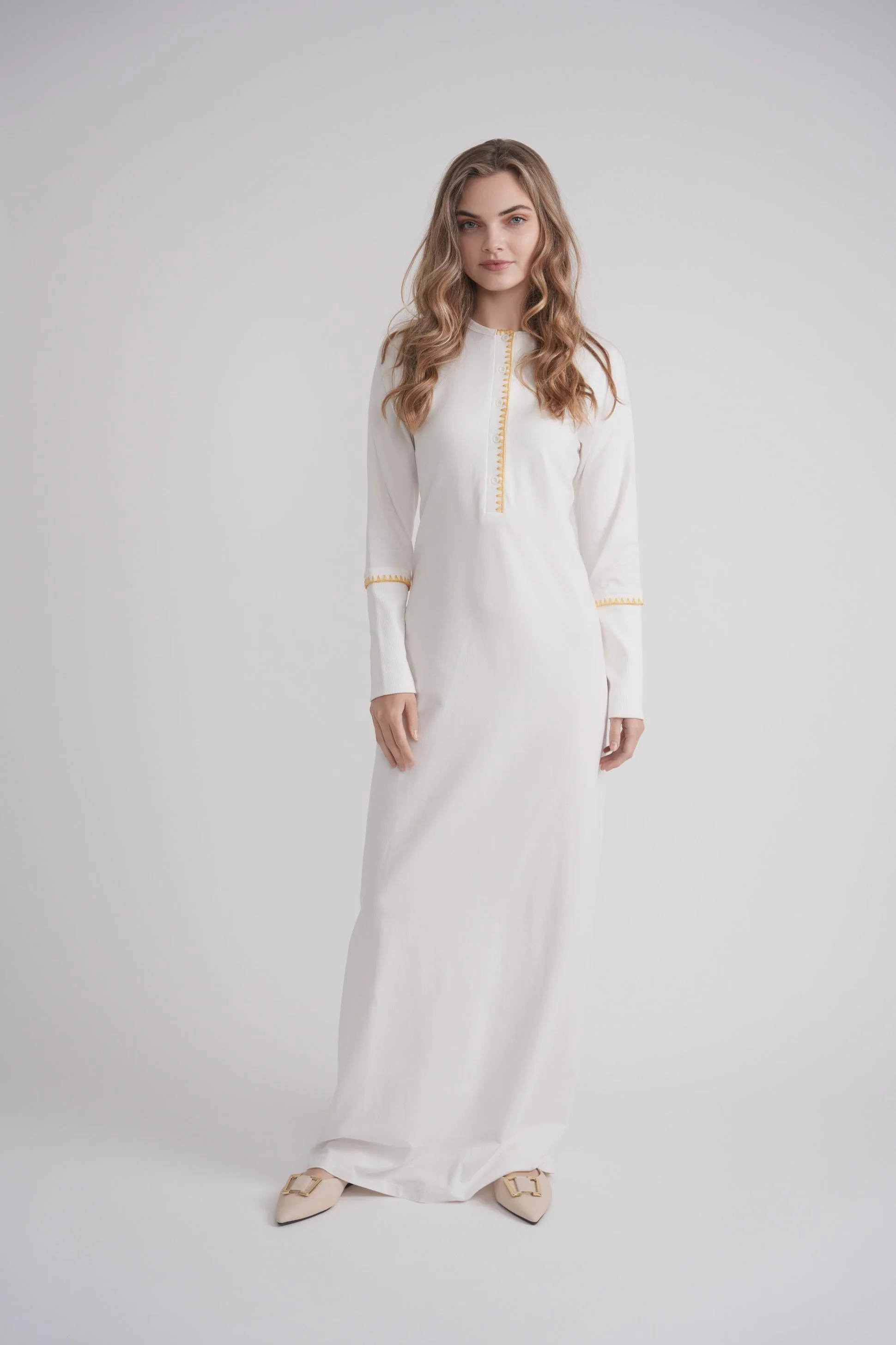 Embroidered Stitch Nightgown - White - Image 3