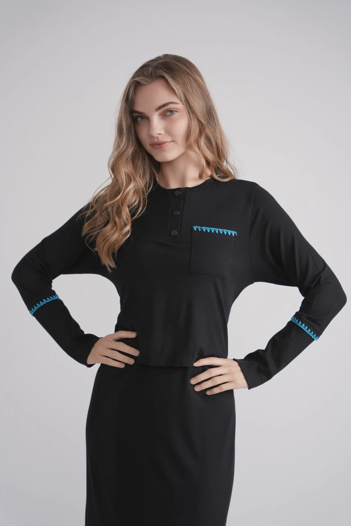 Embroidered Stitch Nursing Nightgown - Image 3