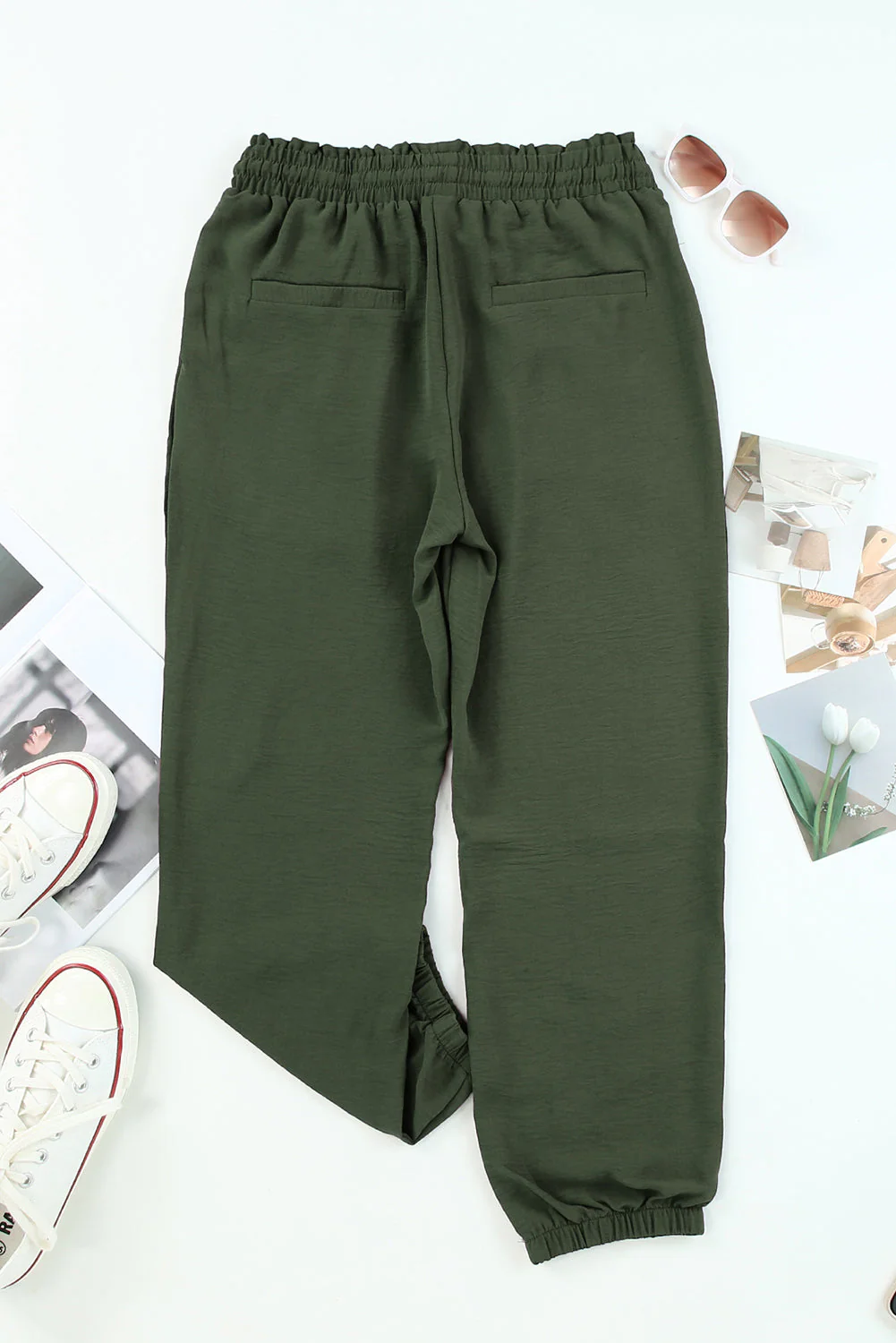 Threaded Pear Emory Drawstring Smocked Waist Joggers - Image 5