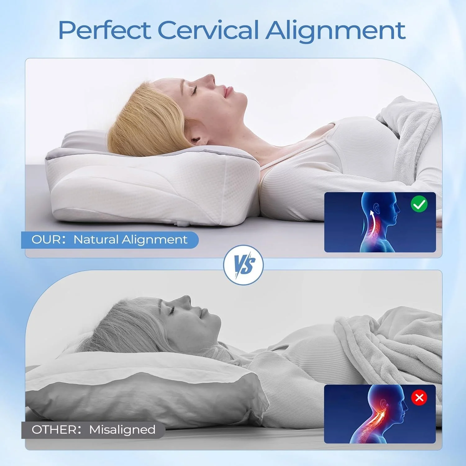 Ergonomic Cervical Neck Pillow for Sleeping – Memory Foam Pillow with Massage Nodes for Neck Pain Relief, Side Sleeper & Back Support - Image 5