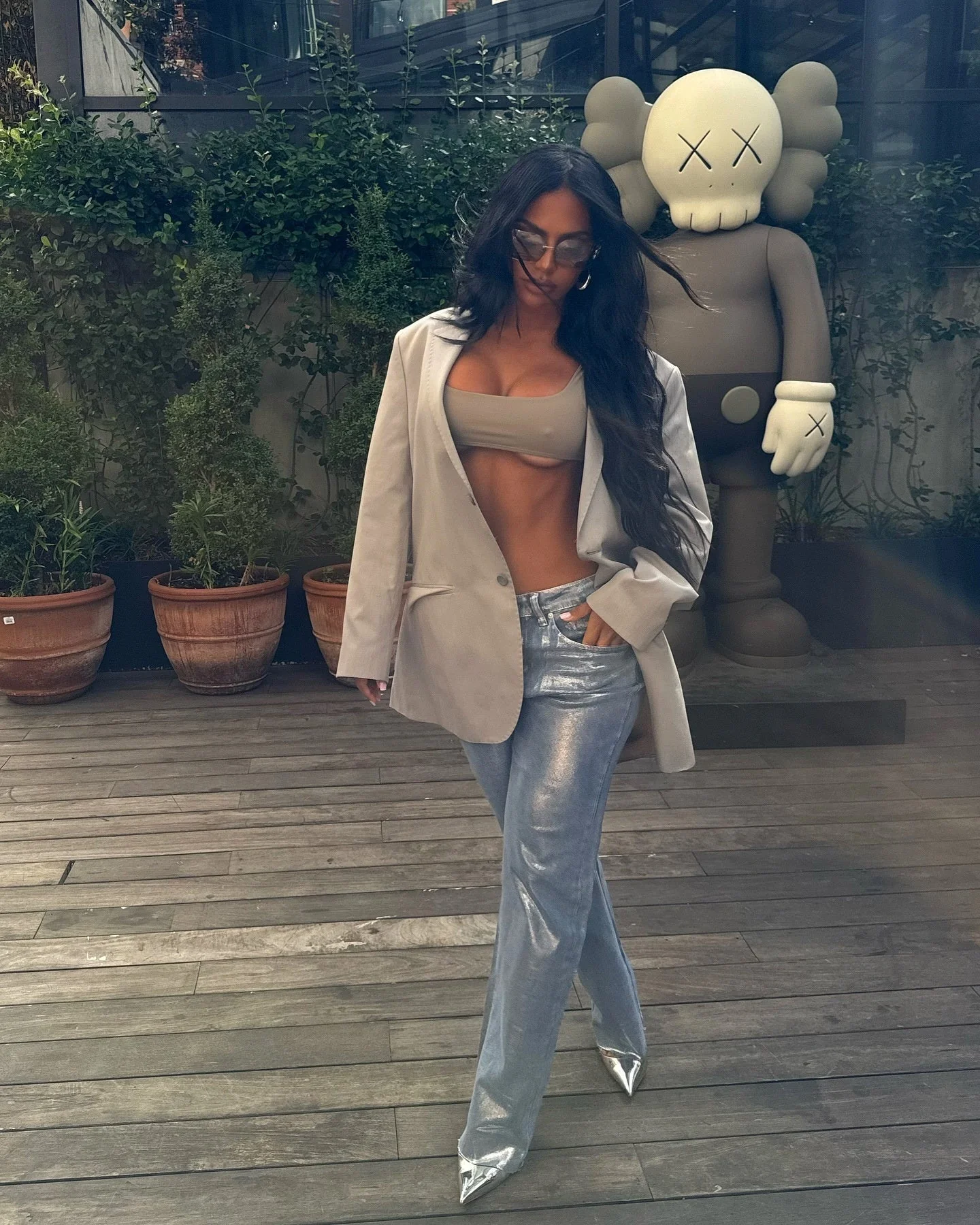 European And American Fashion Retro Hot Silver Loose Jeans - Image 2
