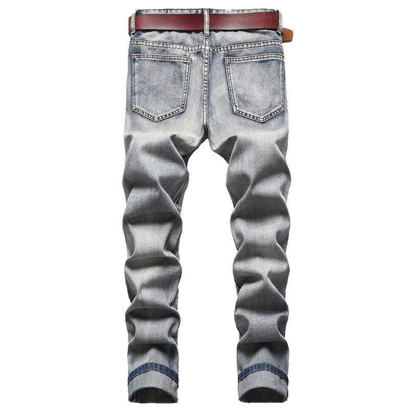 European And American Nostalgic Jeans Men's Ripped Special Embroidery - Image 3