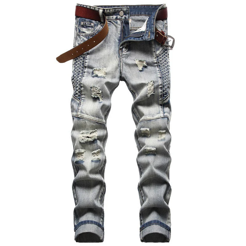 European And American Nostalgic Jeans Men's Ripped Special Embroidery - Image 5