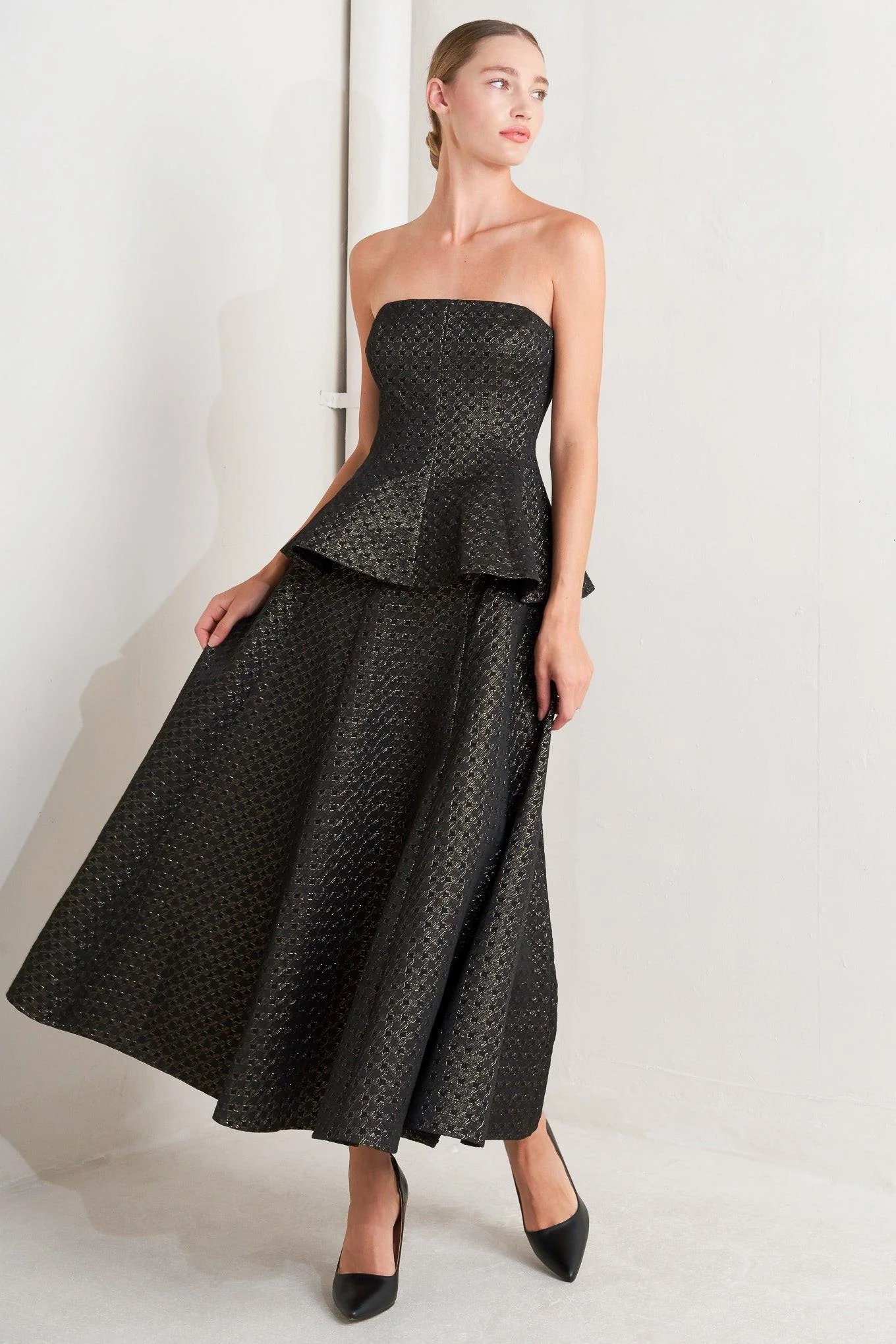 Evening Sculpt Metallic Threaded Woven Top - Image 6