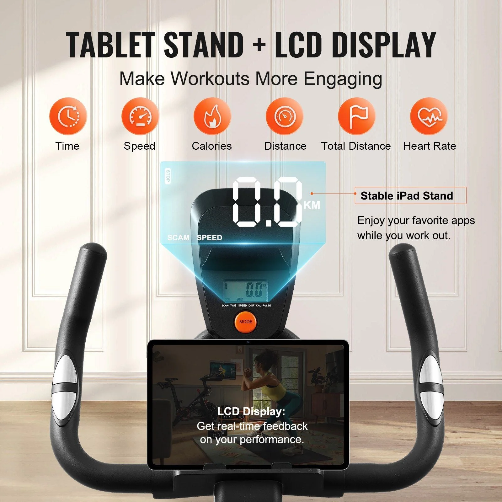 Exercise Bike, Adjustable Magnetic Resistance Stationary Bike, Indoor Cycling Bike for Home Cardio, Workout Bike with Silent Belt Drive, Comfortable Seat Cushion, LCD Monitor, and Heavy Flywheel - Image 4